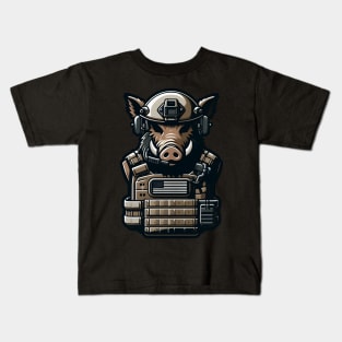 Tactical Wild Boar Adventure Tee: Unleash the Beast Within Kids T-Shirt